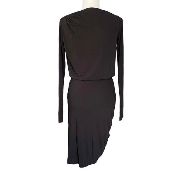 AllSaints Spitalfields London Black Ruched Gathered Dress Size UK10 US6 - Picture 2 of 5